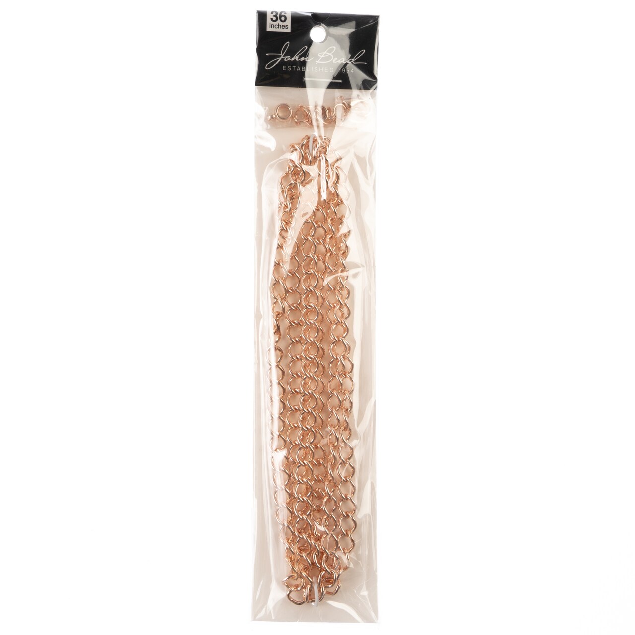 John Bead 36in Chain and Findings Set Curb Chain-Rose Gold, 5mm